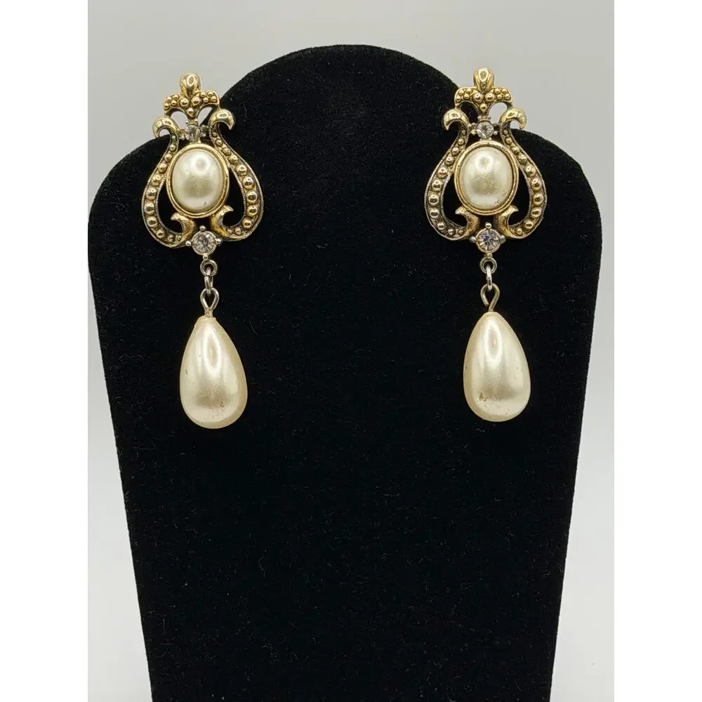 Faux Pearl & Rhinestone Earrings